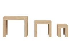 Mesa De Centro* Mesas de encaixar 3 pcs contraplacado carvalho sonoma Castanho