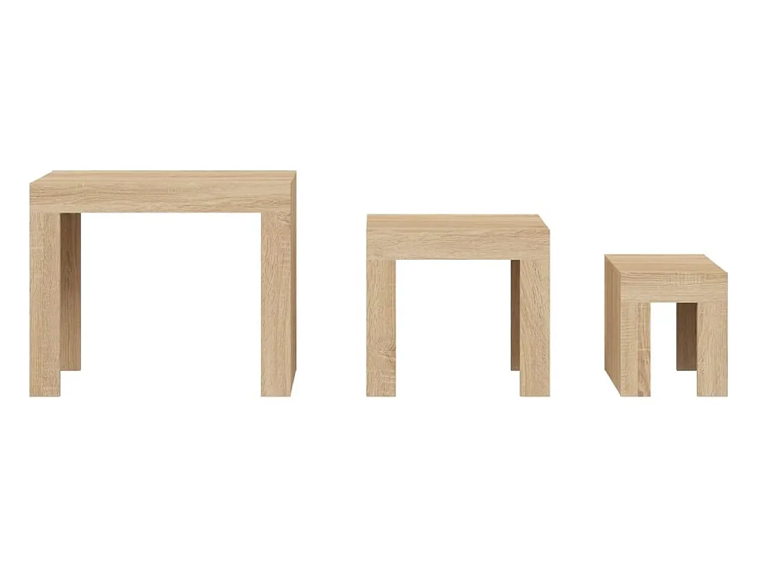 Mesa De Centro* Mesas de encaixar 3 pcs contraplacado carvalho sonoma Castanho