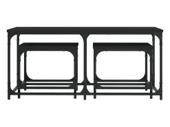 Mesa De Centro| Mesas de encaixar 3 pcs derivados de madeira Preto