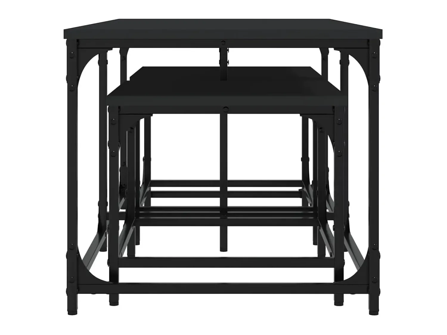 Mesa De Centro| Mesas de encaixar 3 pcs derivados de madeira Preto