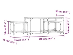 Mesa De Centro| Mesas de encaixar 3 pcs derivados de madeira Preto