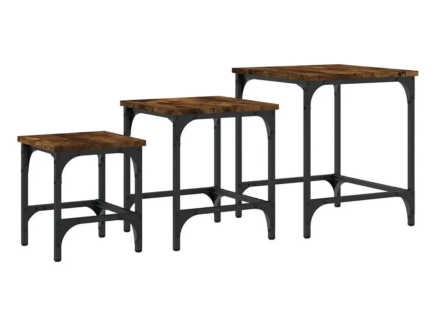 Mesa De Centro* Mesas de encaixar 3 pcs deriv. madeira carvalho fumado Castanho