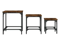Mesa De Centro* Mesas de encaixar 3 pcs deriv. madeira carvalho fumado Castanho