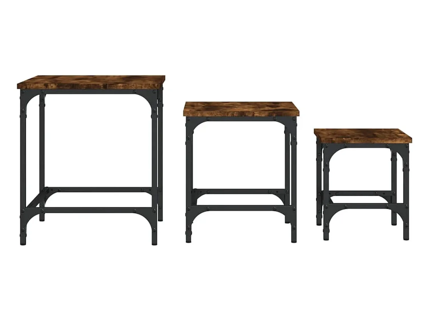 Mesa De Centro* Mesas de encaixar 3 pcs deriv. madeira carvalho fumado Castanho