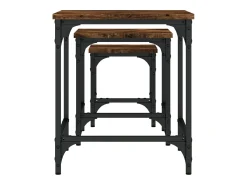 Mesa De Centro* Mesas de encaixar 3 pcs deriv. madeira carvalho fumado Castanho