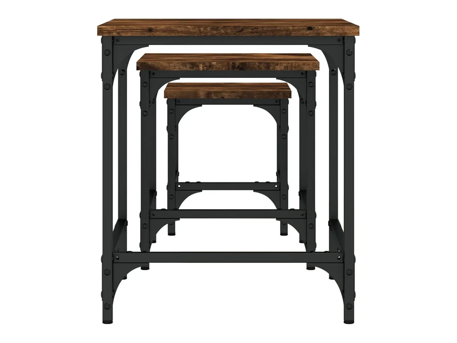 Mesa De Centro* Mesas de encaixar 3 pcs deriv. madeira carvalho fumado Castanho