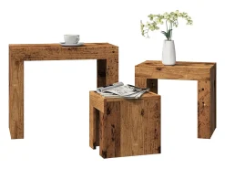 Mesa De Centro* Mesas de encaixar 3 pcs deriv. madeira madeira velha Castanho