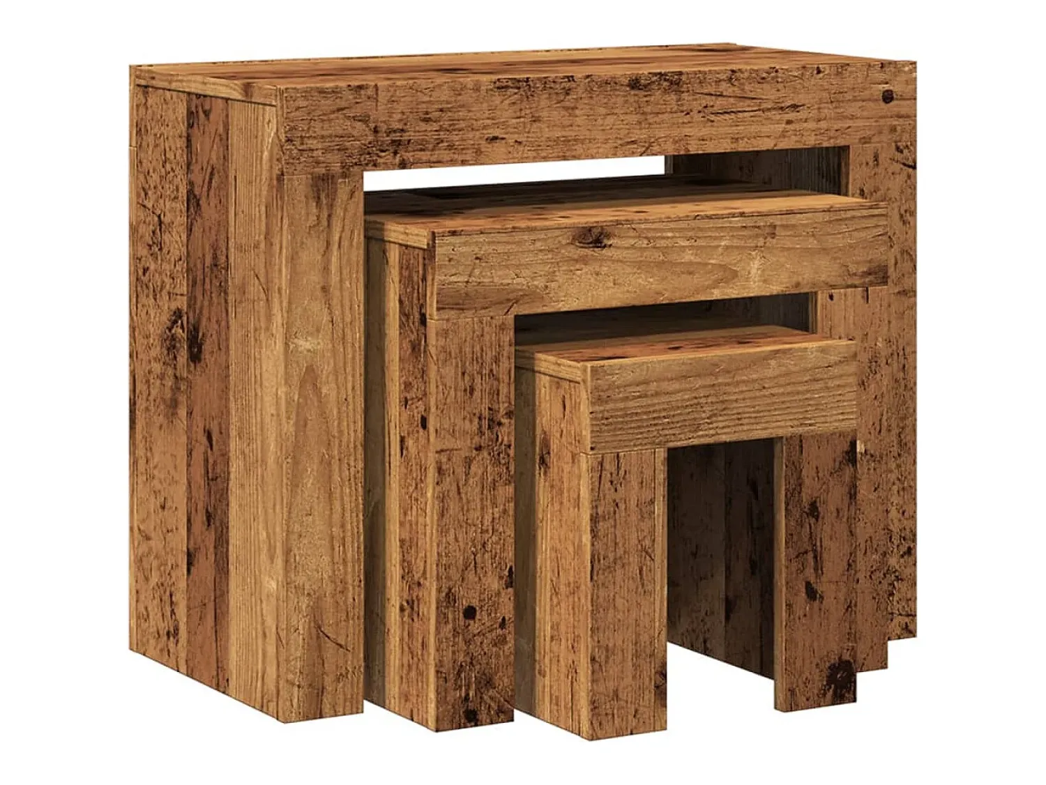 Mesa De Centro* Mesas de encaixar 3 pcs deriv. madeira madeira velha Castanho