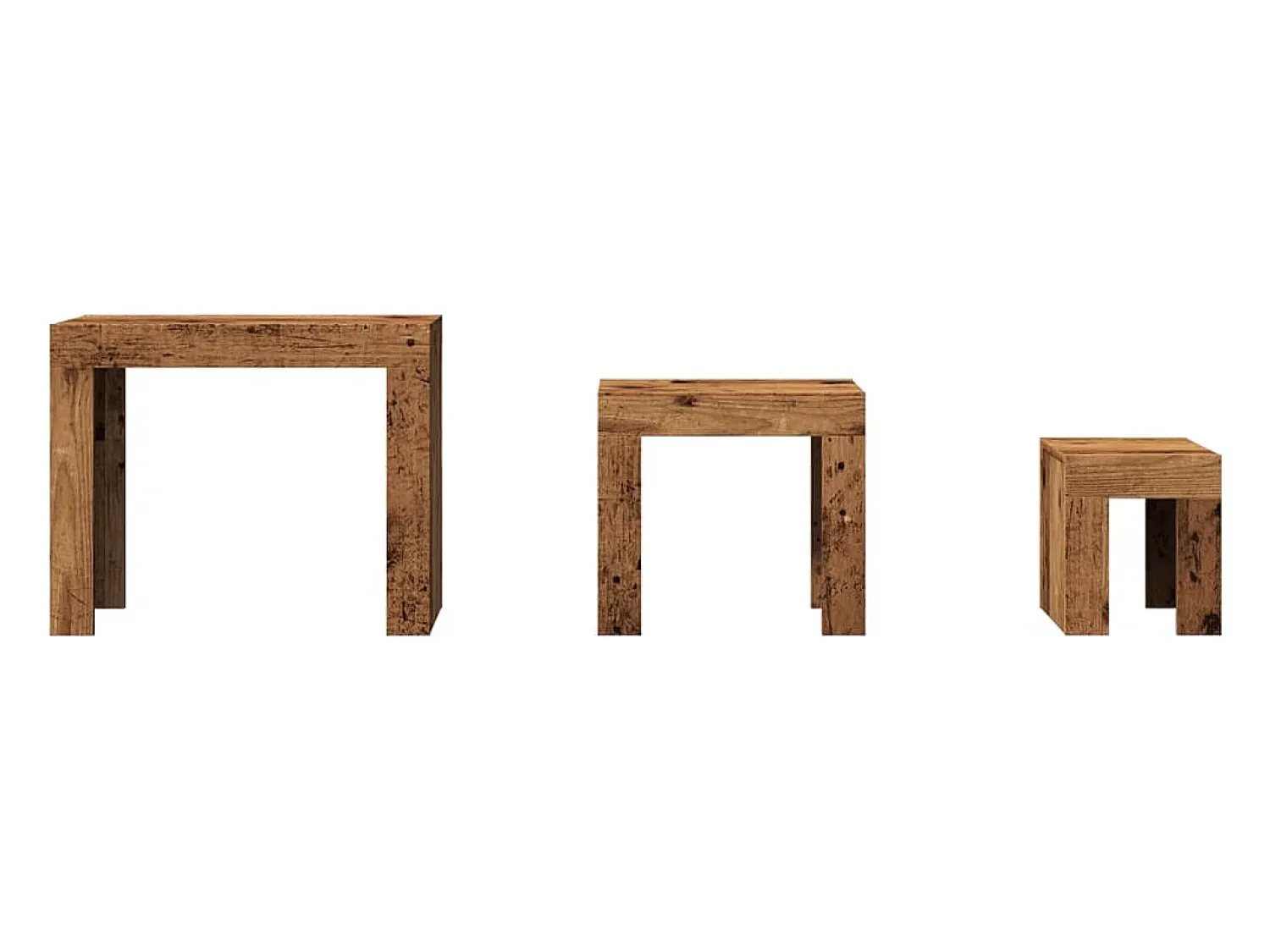 Mesa De Centro* Mesas de encaixar 3 pcs deriv. madeira madeira velha Castanho