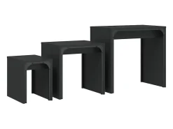 Mesa De Centro| Mesas de encaixar 3 pcs derivados de madeira Preto