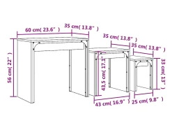 Mesa De Centro| Mesas de encaixar 3 pcs derivados de madeira Preto