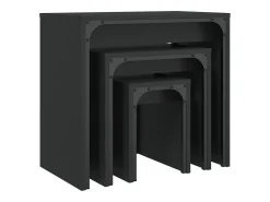 Mesa De Centro| Mesas de encaixar 3 pcs derivados de madeira Preto
