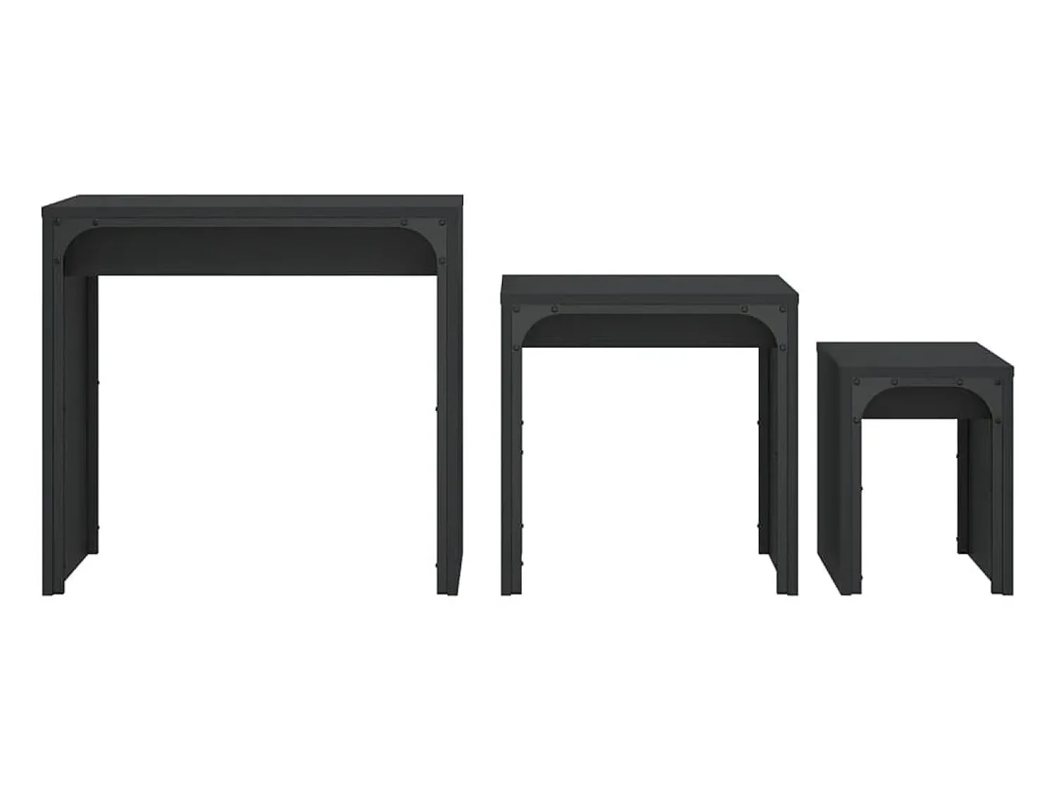 Mesa De Centro| Mesas de encaixar 3 pcs derivados de madeira Preto