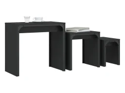 Mesa De Centro| Mesas de encaixar 3 pcs derivados de madeira Preto