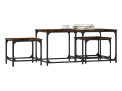 Mesa De Centro| Mesas de encaixar 3 pcs deriv. madeira carvalho fumado Castanho