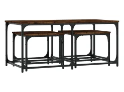 Mesa De Centro| Mesas de encaixar 3 pcs deriv. madeira carvalho fumado Castanho