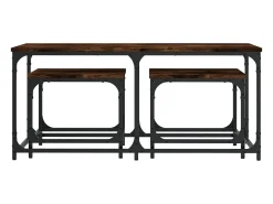 Mesa De Centro| Mesas de encaixar 3 pcs deriv. madeira carvalho fumado Castanho
