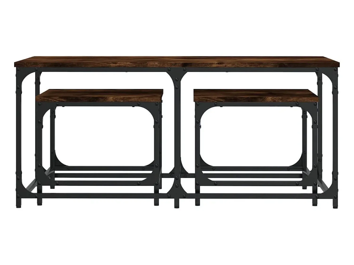 Mesa De Centro| Mesas de encaixar 3 pcs deriv. madeira carvalho fumado Castanho