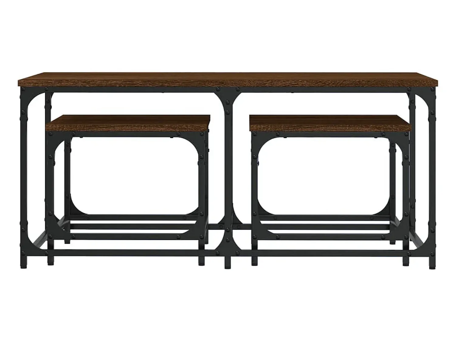Mesa De Centro* Mesas de encaixar 3 pcs deriv. madeira carvalho Castanho