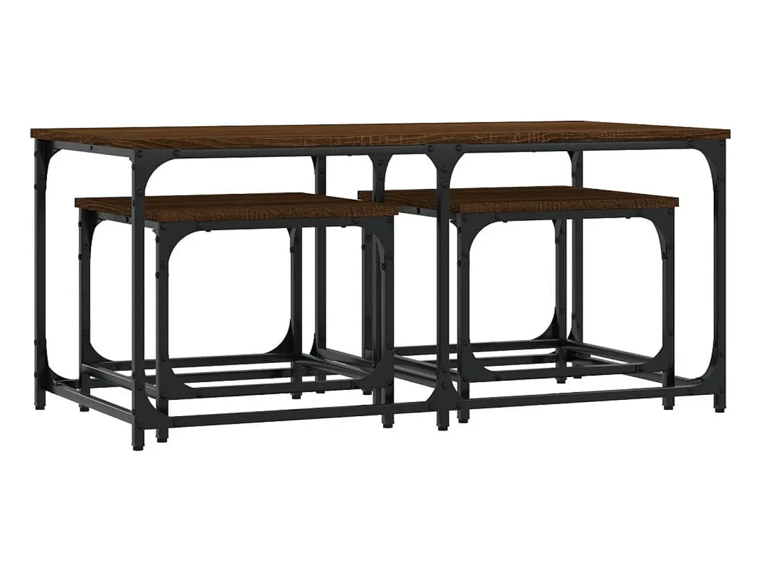 Mesa De Centro* Mesas de encaixar 3 pcs deriv. madeira carvalho Castanho