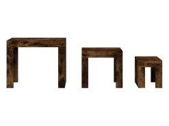 Mesa De Centro| Mesas de encaixar 3 pcs derivados de madeira carvalho fumado Castanho