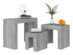 Mesa De Centro* Mesas de encaixar 3 pcs deriv. madeira cinza sonoma Cinzento