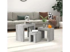 Mesa De Centro* Mesas de encaixar 3 pcs deriv. madeira cinza sonoma Cinzento