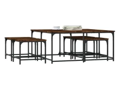 Mesa De Centro* Mesas de encaixar 5 pcs deriv. madeira carvalho fumado Castanho