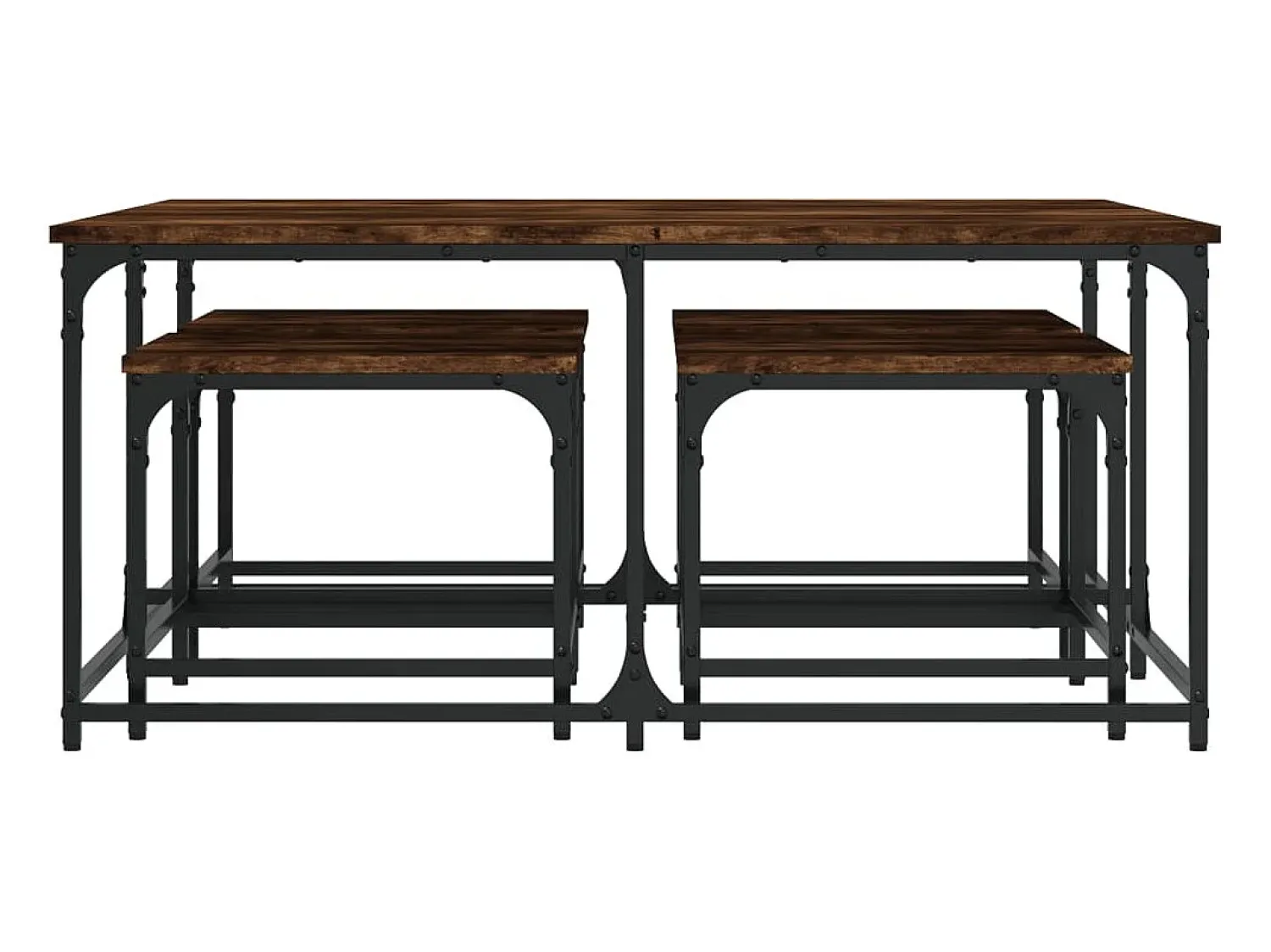 Mesa De Centro* Mesas de encaixar 5 pcs deriv. madeira carvalho fumado Castanho