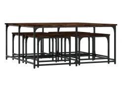 Mesa De Centro* Mesas de encaixar 5 pcs deriv. madeira carvalho fumado Castanho