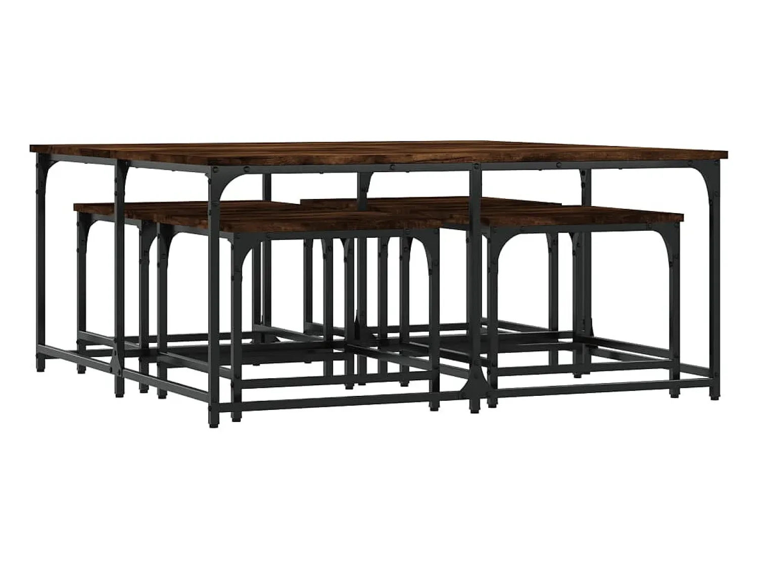 Mesa De Centro* Mesas de encaixar 5 pcs deriv. madeira carvalho fumado Castanho