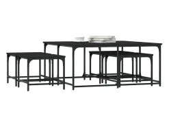 Mesa De Centro* Mesas de encaixar 5 pcs derivados de madeira Preto