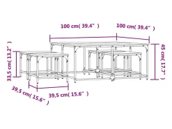Mesa De Centro* Mesas de encaixar 5 pcs derivados de madeira Preto
