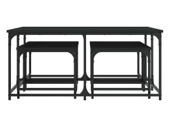 Mesa De Centro* Mesas de encaixar 5 pcs derivados de madeira Preto