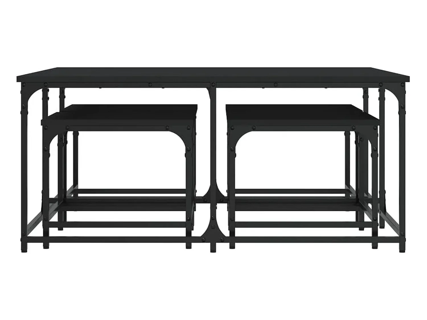 Mesa De Centro* Mesas de encaixar 5 pcs derivados de madeira Preto