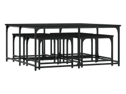 Mesa De Centro* Mesas de encaixar 5 pcs derivados de madeira Preto