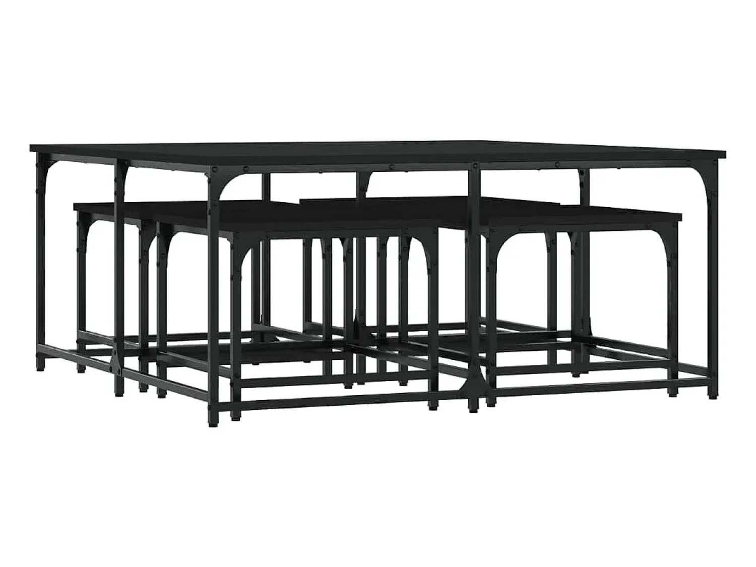 Mesa De Centro* Mesas de encaixar 5 pcs derivados de madeira Preto