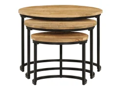Discount Mesas de encaixar 3 pcs madeira de mangueira áspera maciça Castanho