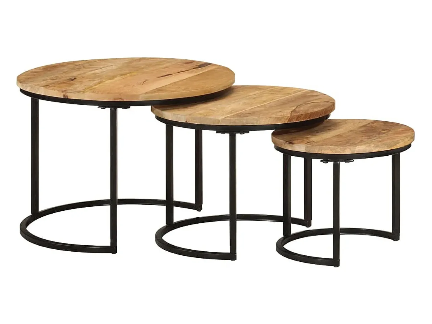 Discount Mesas de encaixar 3 pcs madeira de mangueira áspera maciça Castanho