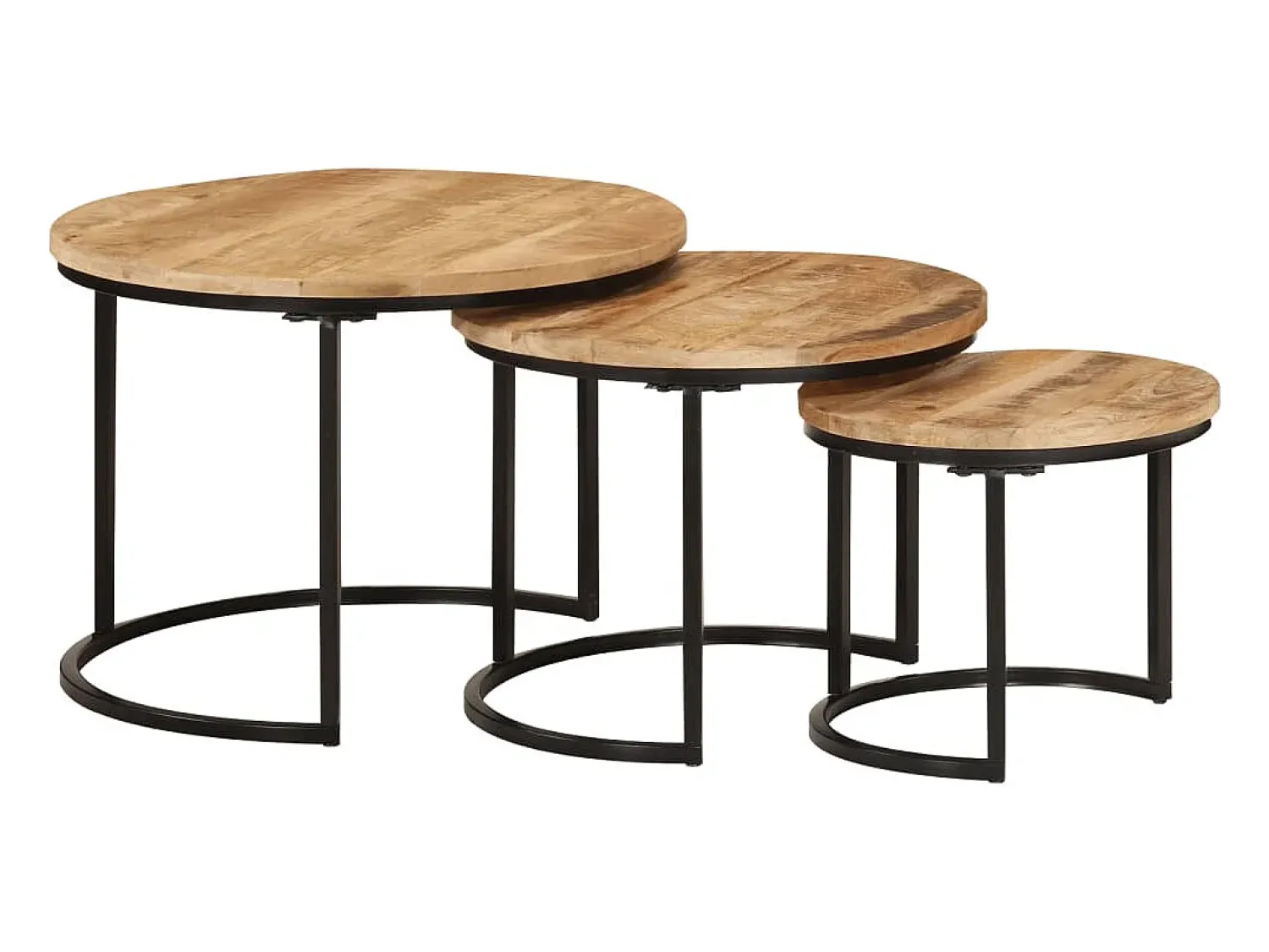 Discount Mesas de encaixar 3 pcs madeira de mangueira áspera maciça Castanho