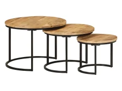 Discount Mesas de encaixar 3 pcs madeira de mangueira áspera maciça Castanho