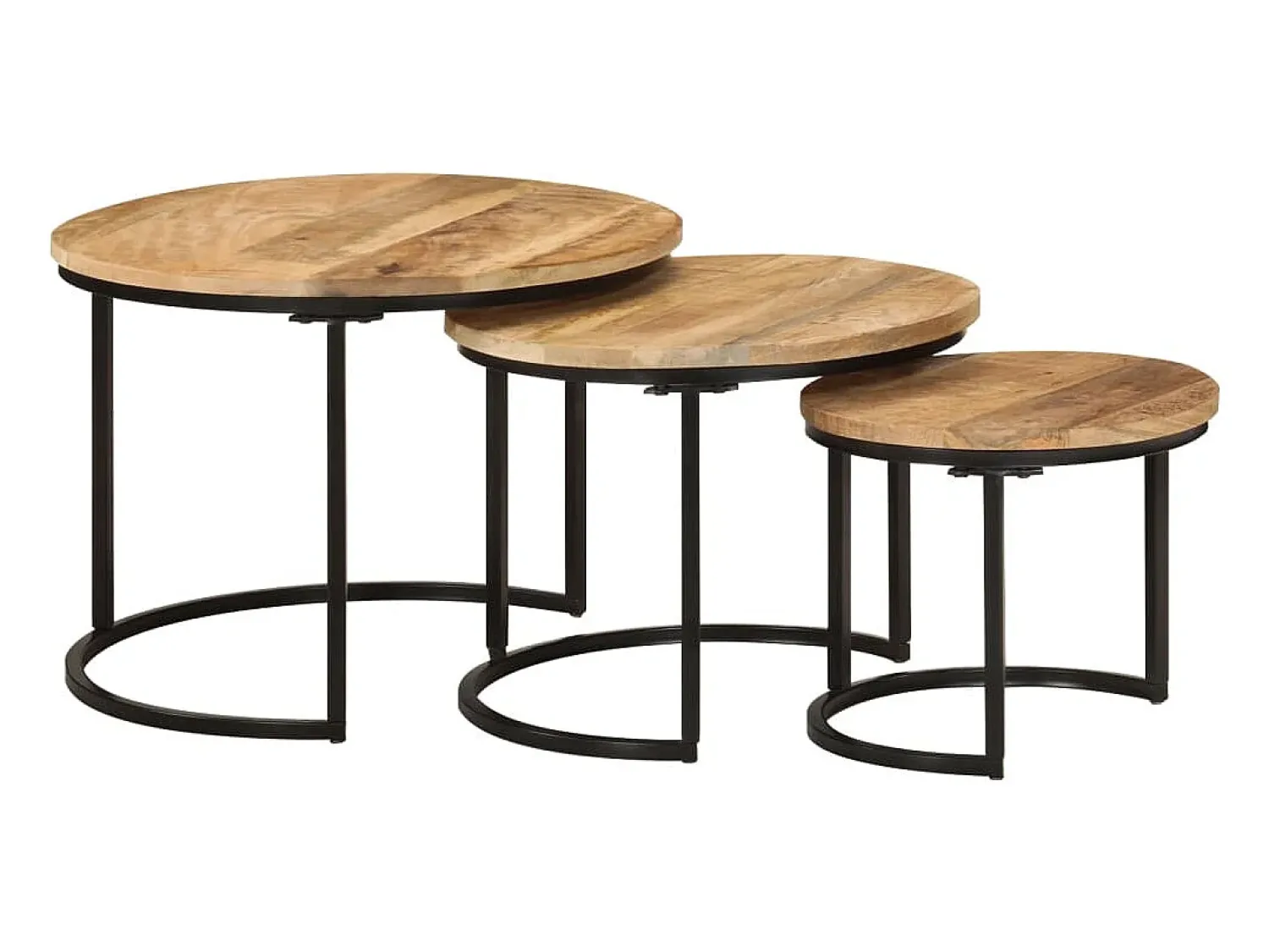 Discount Mesas de encaixar 3 pcs madeira de mangueira áspera maciça Castanho