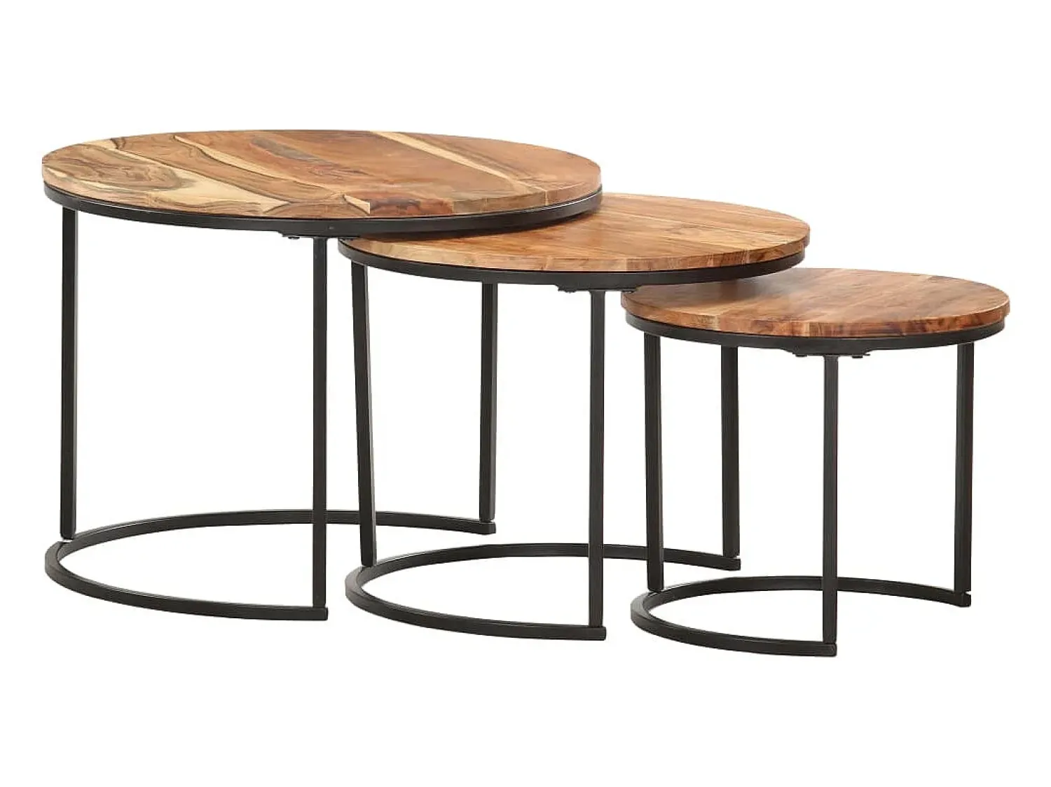 Mesa De Centro| Mesas de encaixar 3 pcs madeira de acácia maciça Castanho