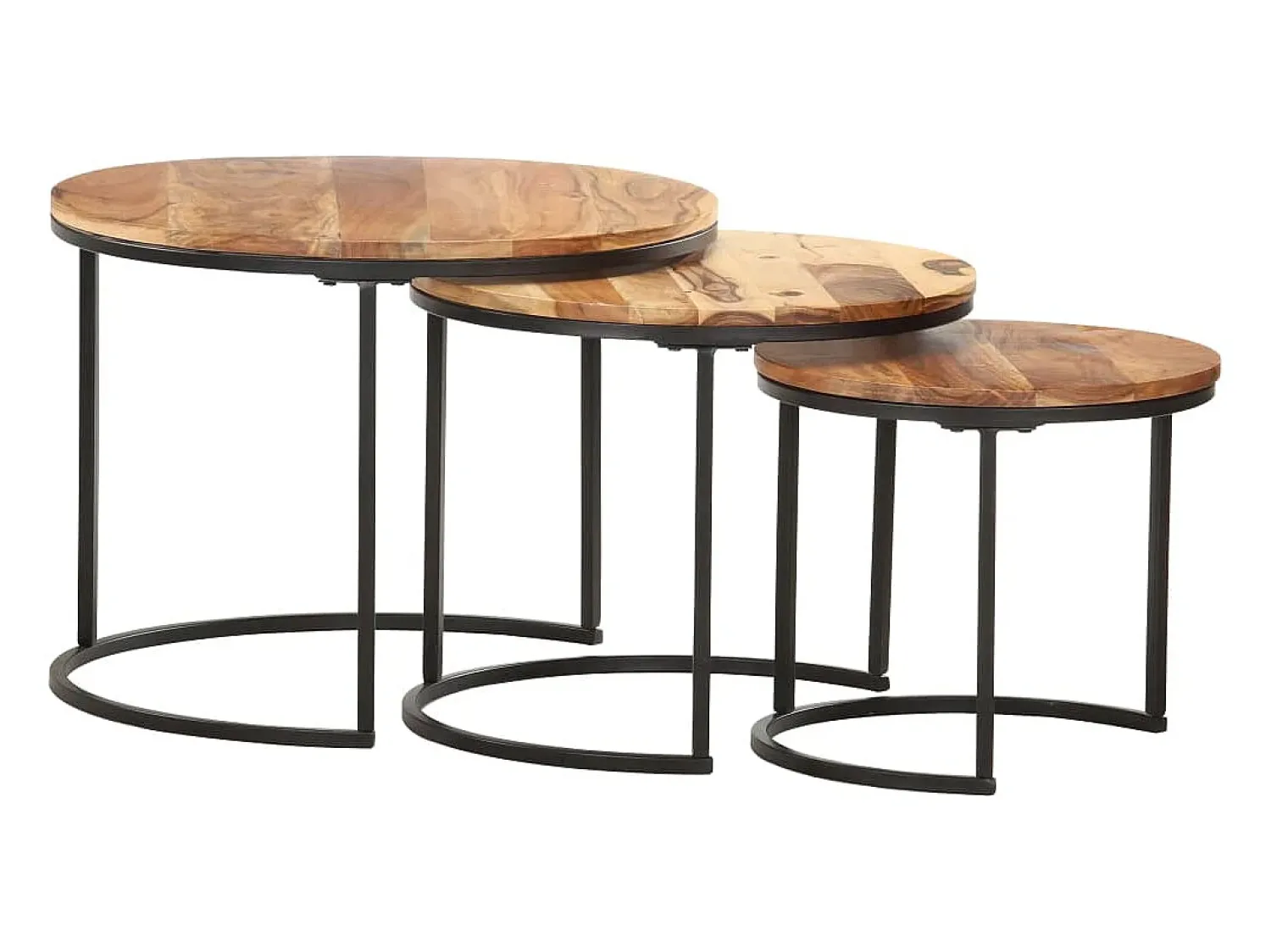 Mesa De Centro| Mesas de encaixar 3 pcs madeira de acácia maciça Castanho