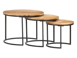 Mesa De Centro| Mesas de encaixar 3 pcs madeira de acácia maciça Castanho