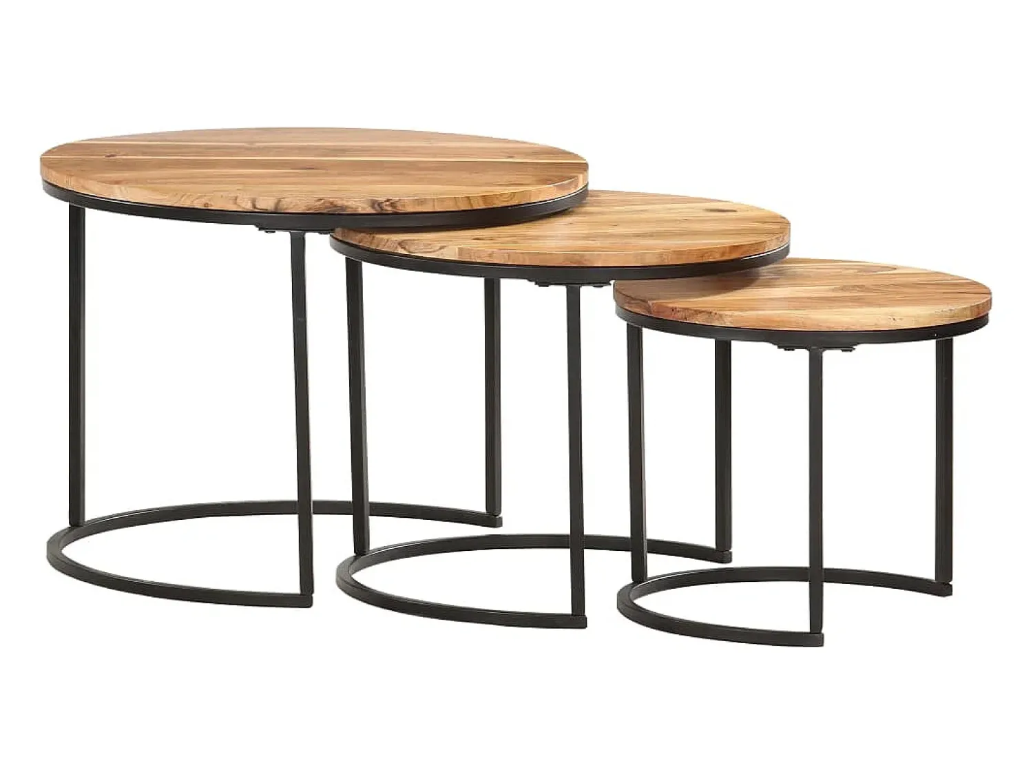 Mesa De Centro| Mesas de encaixar 3 pcs madeira de acácia maciça Castanho