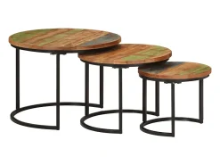 New Mesas de encaixar 3 pcs madeira recuperada maciça Multicor