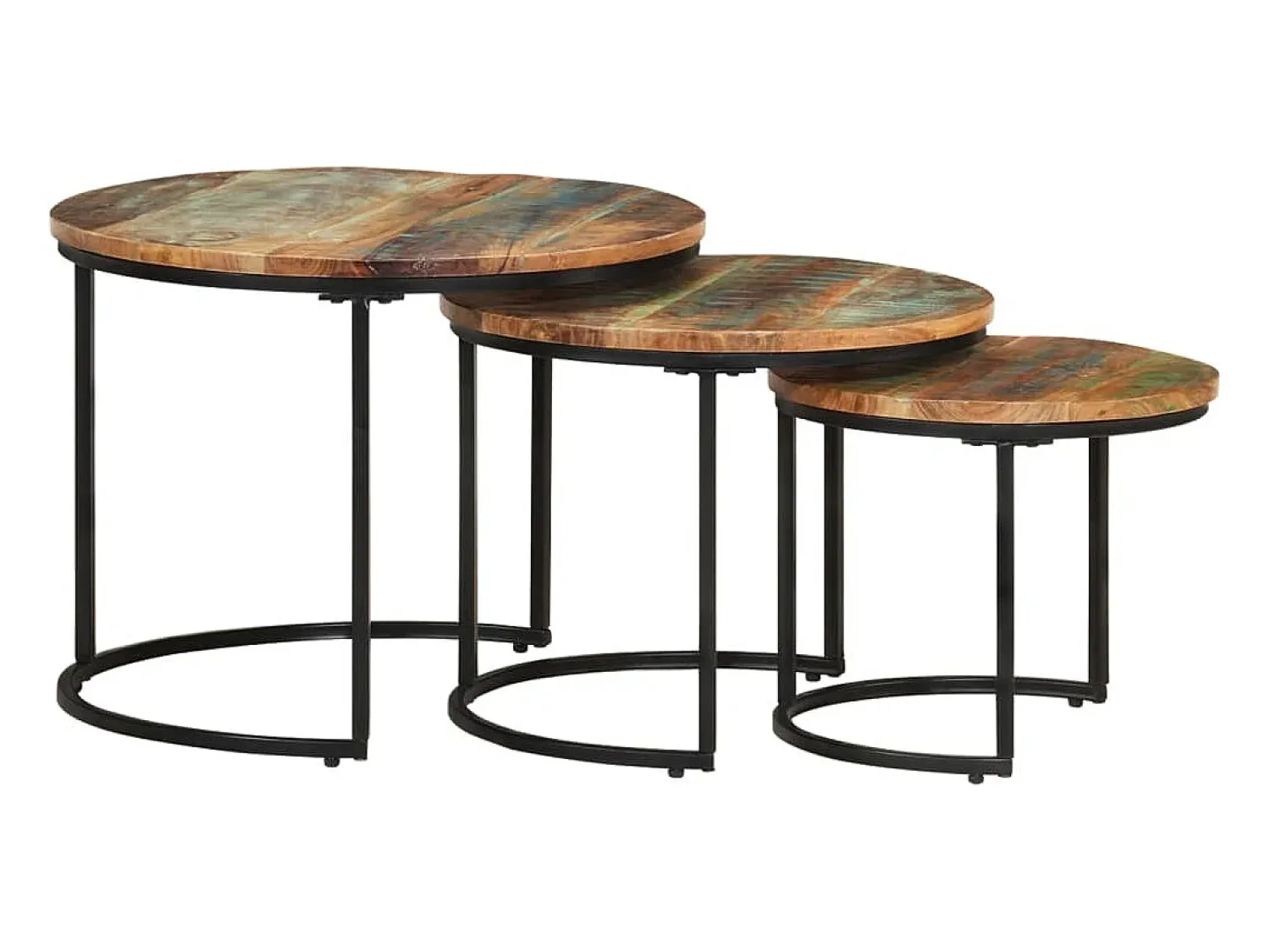 New Mesas de encaixar 3 pcs madeira recuperada maciça Castanho