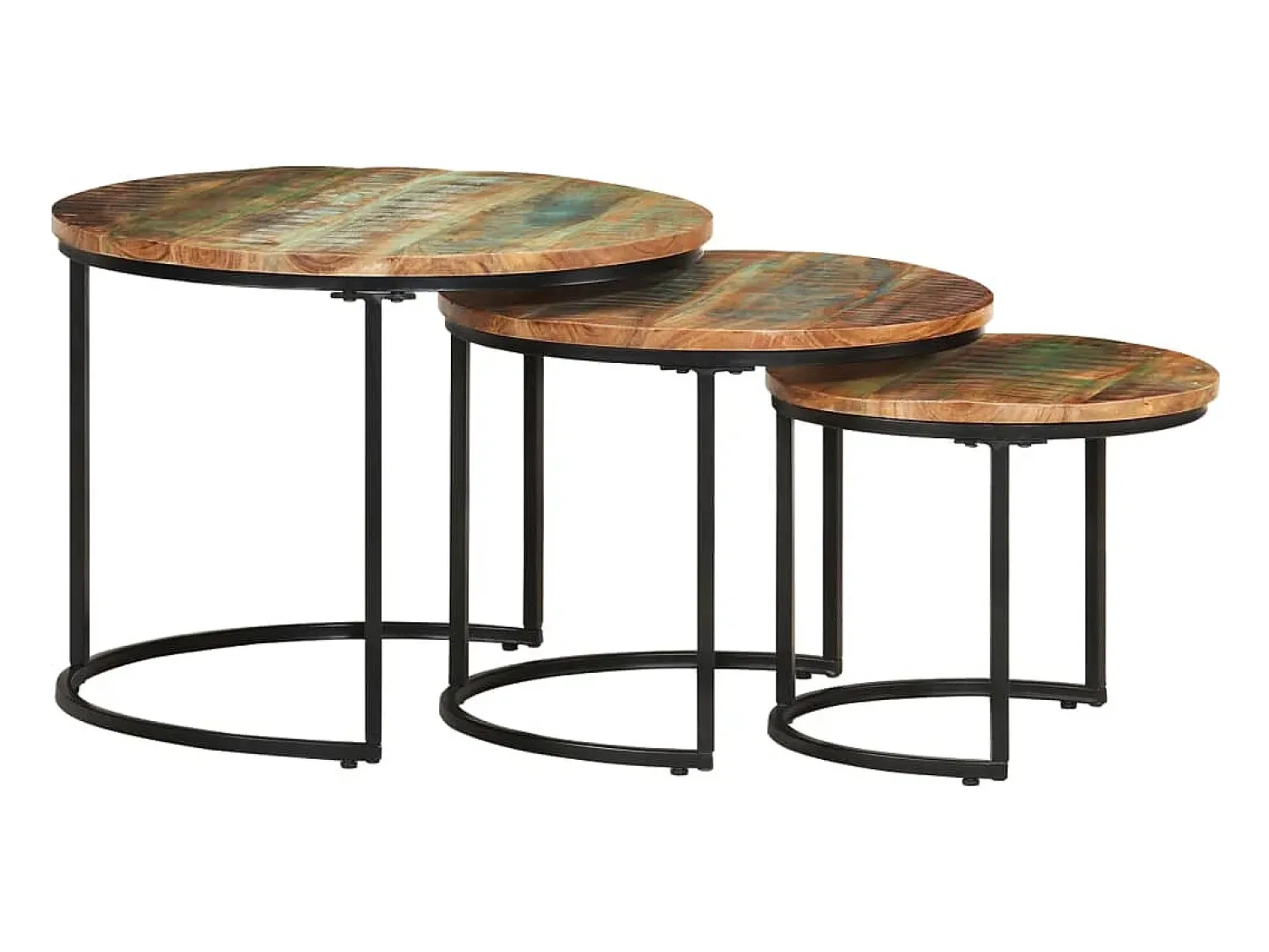 New Mesas de encaixar 3 pcs madeira recuperada maciça Castanho