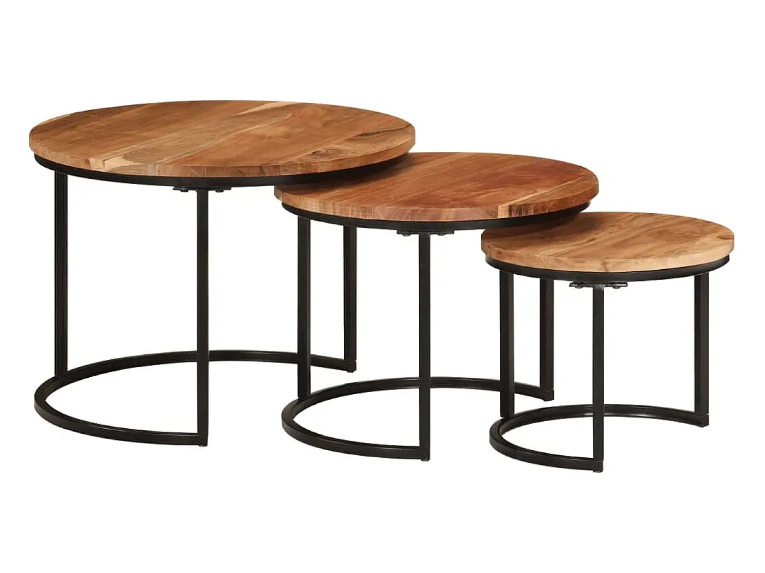 Mesa De Centro| Mesas de encaixar 3 pcs madeira de acácia maciça Castanho